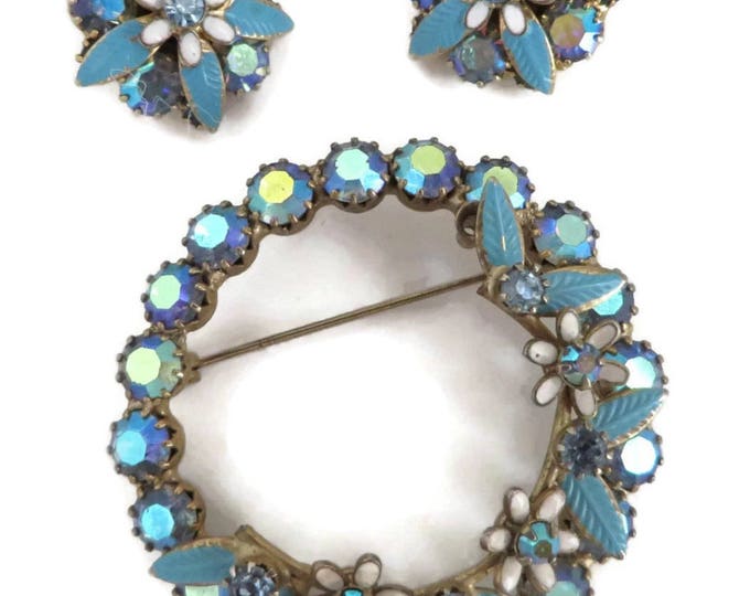 Weiss Demi Parure Brooch and Earrings Set Vintage Weiss Jewelry Signed Weiss Jewelry