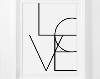 Word Art, Typography Wall Art, Love Art Poster, Word Artwork, Love Sign, Typography Poster, Typography, Modern Wall Art, Black and White