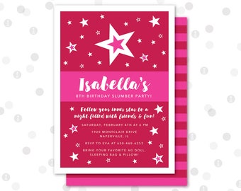 CUSTOM - 5x7 Invitation - American Doll Birthday Party Collection by InkoHaus - Free Backer Design - PRINTABLE