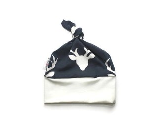 Top knot baby hat, baby beanie, top knot hat, newborn baby hat, newborn hat, baby boy hat, baby beanie, knotted baby hat, deer baby hat