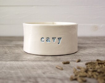 Cavy Crock. Hand-Built Guinea Pig Pellet or Water Dish. Guinea Pig Food Bowl. In Blue.