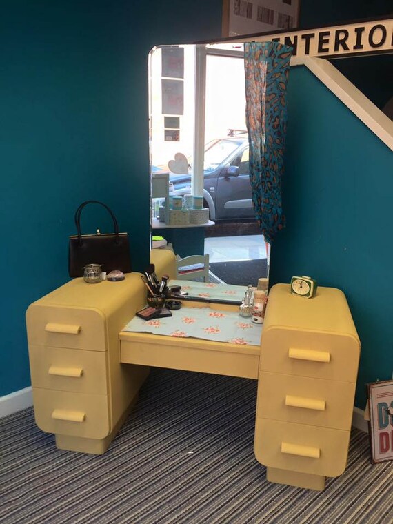 Items similar to Retro Mustard Dressing Table on Etsy