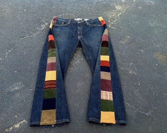 MENS PATCHWORK JEANS Handmade Upcycled Jeans Hippie Patchwork Pants Mens Jeans Mens Pants 41 x 31