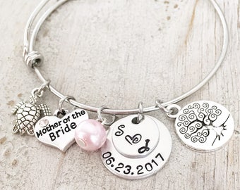 Mother Of The Groom Bracelet - Mother Of The Bride Bracelet - Wedding Party Gifts - Silver Bracelet - Wedding Charm Bracelet