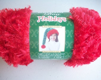 Bernat Boa Holidays Eyelash Yarn - Santa Suit 3.5 oz / 100 g / 129yrds *** New***