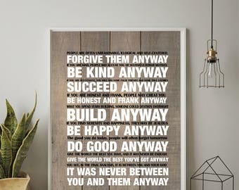 Mother Teresa Do It Anyway Quote INSTANT DOWNLOAD Printable