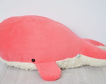 Sperm Whale Plush Coral Pink Large