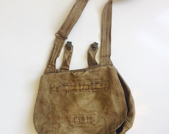 Vintage Czech Military Bag, Messenger Bag Linen Fifties