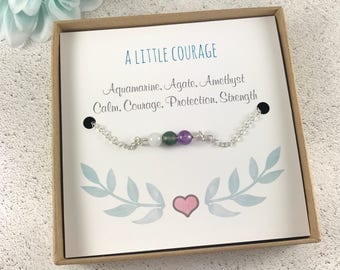 Courage bracelet, Strength Bracelet, Calm Bracelet, Gemstone Bracelet, Bracelet Card, Sentiment Bracelet