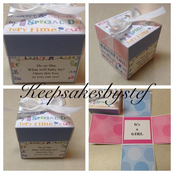 Items similar to Gender Reveal Explosion Box Baby Announcement Baby Girl or Baby Boy on Etsy