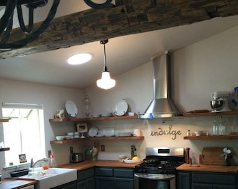11" - 12" - Artisan Crafted Premium finish level- 1840's barn wood floating shelves- Two inch or Three inch thick solid barn wood