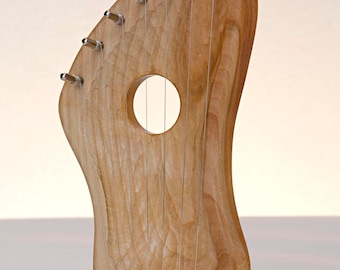 WOOD HARP/LYRE Original Hand Made 7 Strings Pentatonic scale - Cherry Wood - Free tuning key