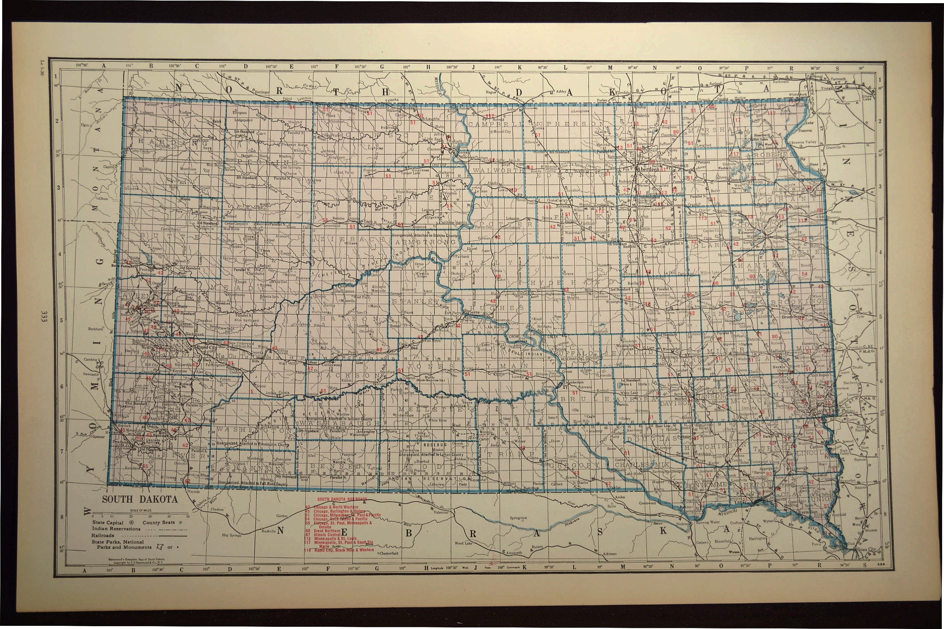 South Dakota Railroad Map LARGE Map South Dakota Wall Art