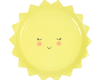 Small Sun Paper Plates, Meri Meri Summer Paper Plate, Small Paper Plates, Baby Shower Plates, You Are My Sunshine Birthday Party, Sun Plate