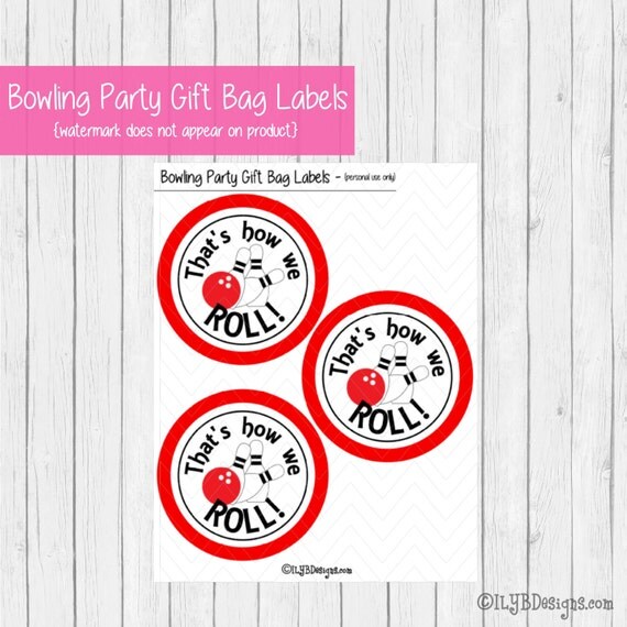 Bowling Party Gift Bag Labels That's How We Roll