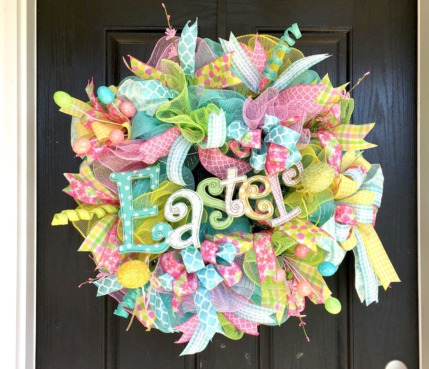 Spring wreath, Easter Wreath, Spring mesh wreath, deco mesh wreath, Easter mesh wreath, front door Wreath, Easter decor