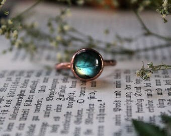 Labradorite Stackable Copper Ring Size 9