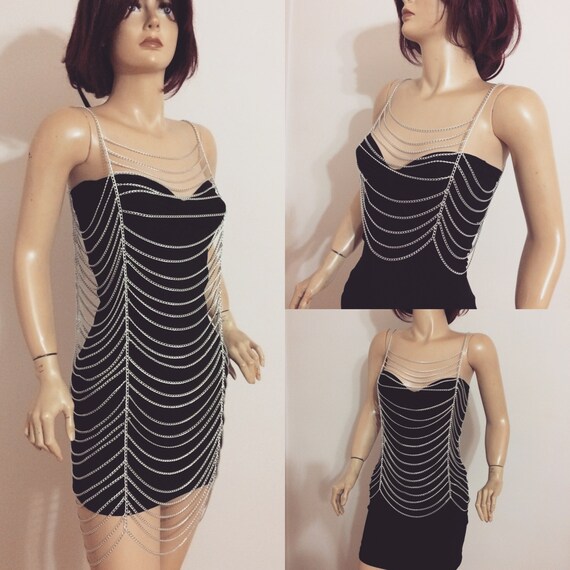 Silver Chain Dress Layered Chain Dress Dress Body Chain