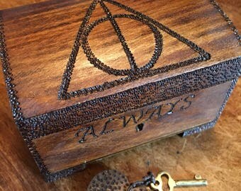 Cute lockable ring box, Harry Potter inspired, deathly hallows, keepsake box, secret box