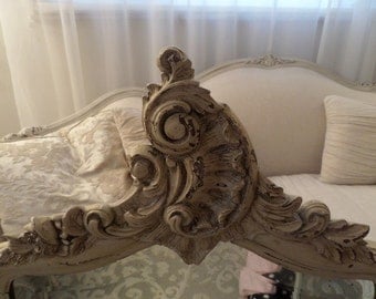 Stunning Antique French Louis Gesso Roses Carvings Wall Mirror France