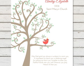 BAPTISM GIFT for Goddaughter, Personalized Gift for Godchild, Baptism Tree Keepsake, Christening Gift, Baby Girl Personalized Baptism Gift