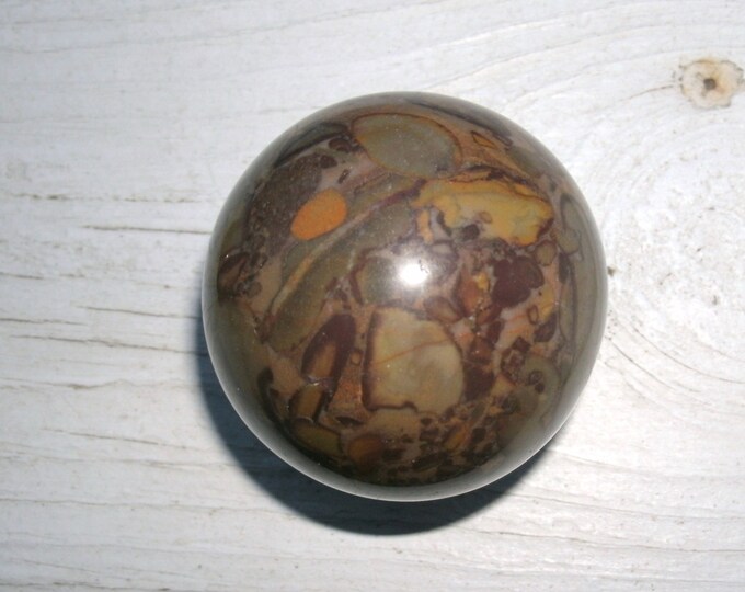 Bamboo Leaf Jasper Sphere - 8 oz. 2 inch sphere, 1/2 lb. stone! greens browns gold earthy stone, natural, gift, display specimen, collect