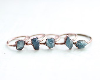 Raw Aquamarine Ring Electroformed Ring Copper Ring