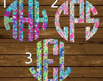 Lilly Pulitzer Inspired Monogram Decal, Lilly Pulitzer Decal, Lilly Pulitzer Vinyl, Monogram Decal, Personalized Decal, Lilly Monogram, Yeti