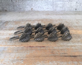 Curtain Hook 12 Drapery Hooks Hollywood Regency Shower Curtain Hooks Brass Leaf Curtain Rings Mid Century Brass Drapery Hooks