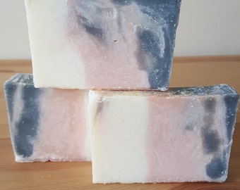 Rose Oil and Charcoal Cold Process Soap - Floral - Natural - All Skin Types - Body and Hand Bar - Vegan - Classic - Fragrant