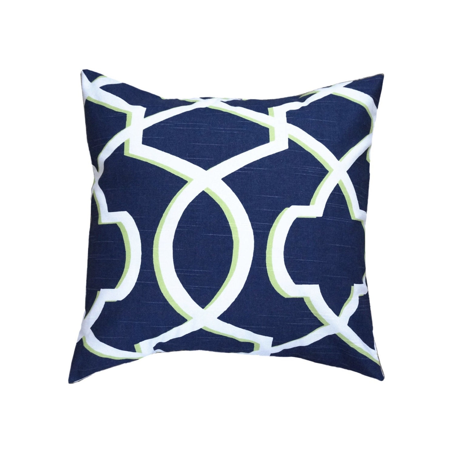 Navy Lime Green Pillow Cover.Aqua Navy Pillow.Navy Pillow.Ikat