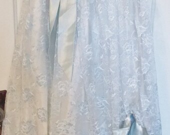 Now 1/2 Price! Adorable Vintage 1970's-80's Pale Blue & White Lace with Satin Strapless Formal Party Dress - Prom Season is Coming!
