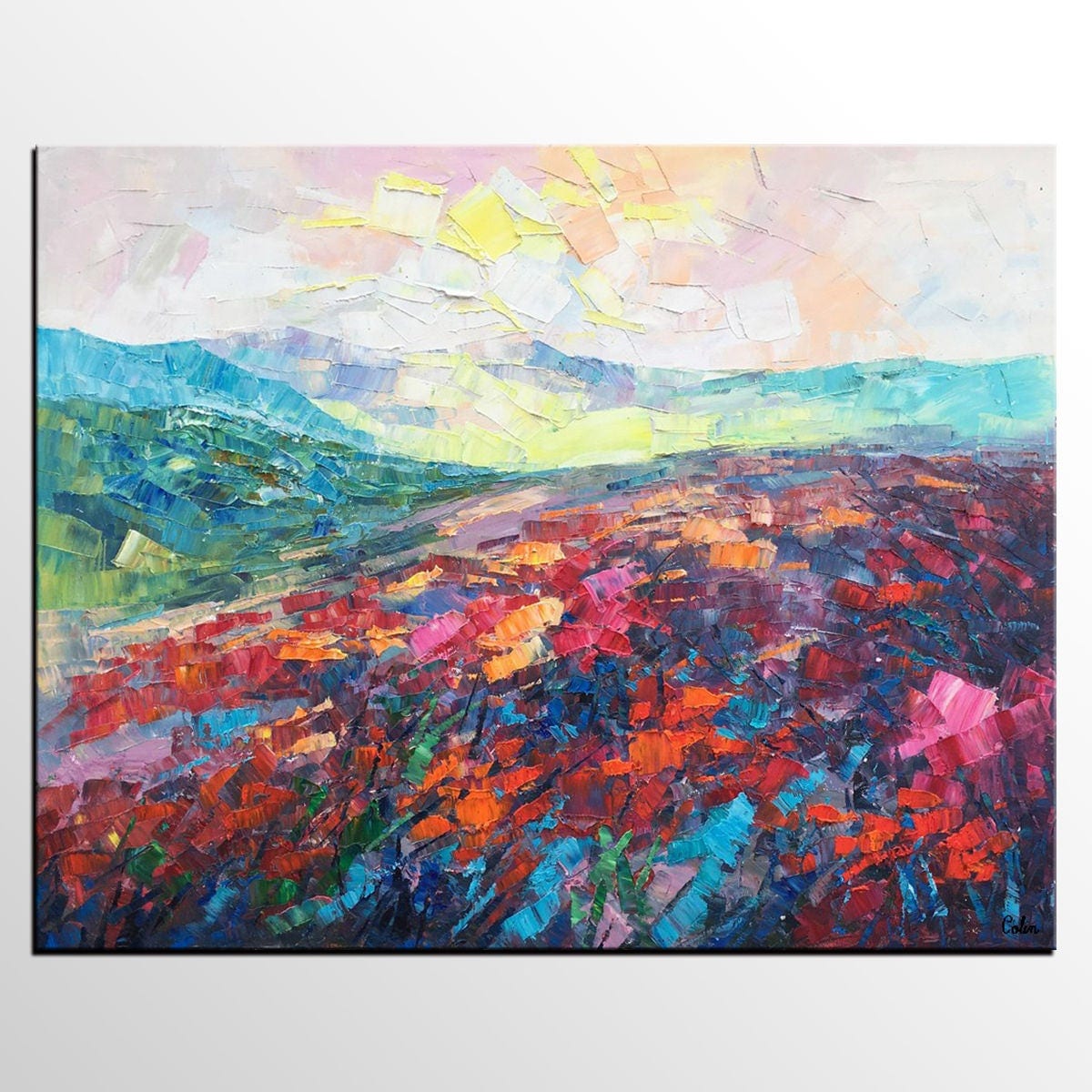 Abstract Mountain Landscape Painting Abstract Art Canvas