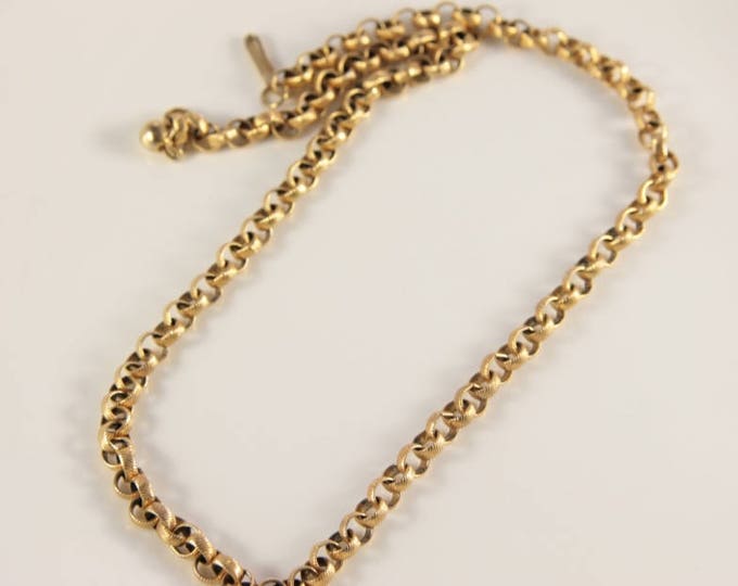 Rolo Chain Vintage Gold Etched Chain 21" Long Necklace Open Door 90s 80s Confirmation Present Simple Minimalist Retro Gift For Girl Wife