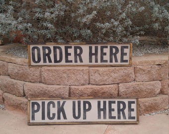 Restaurant Signs, Cafe Signs, Order Here, Pick Up Here, Custom Wood Sign Bakery Made to Order Distressed Farmhouse Decor