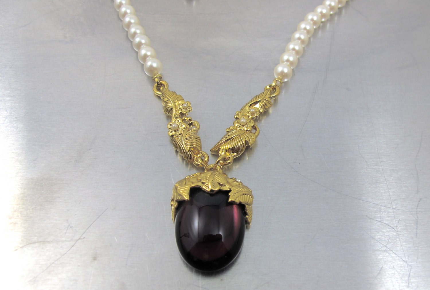 Edgar Berebi Pearl Necklace Limited Edition Amethyst Glass