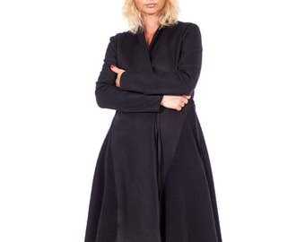 Womens Coat, Steampunk Coat, Wool Coat, Long Black Coat, Winter Coat, Plus Size Coat, Gothic Coat, Long Wool Coat, Long Jacket