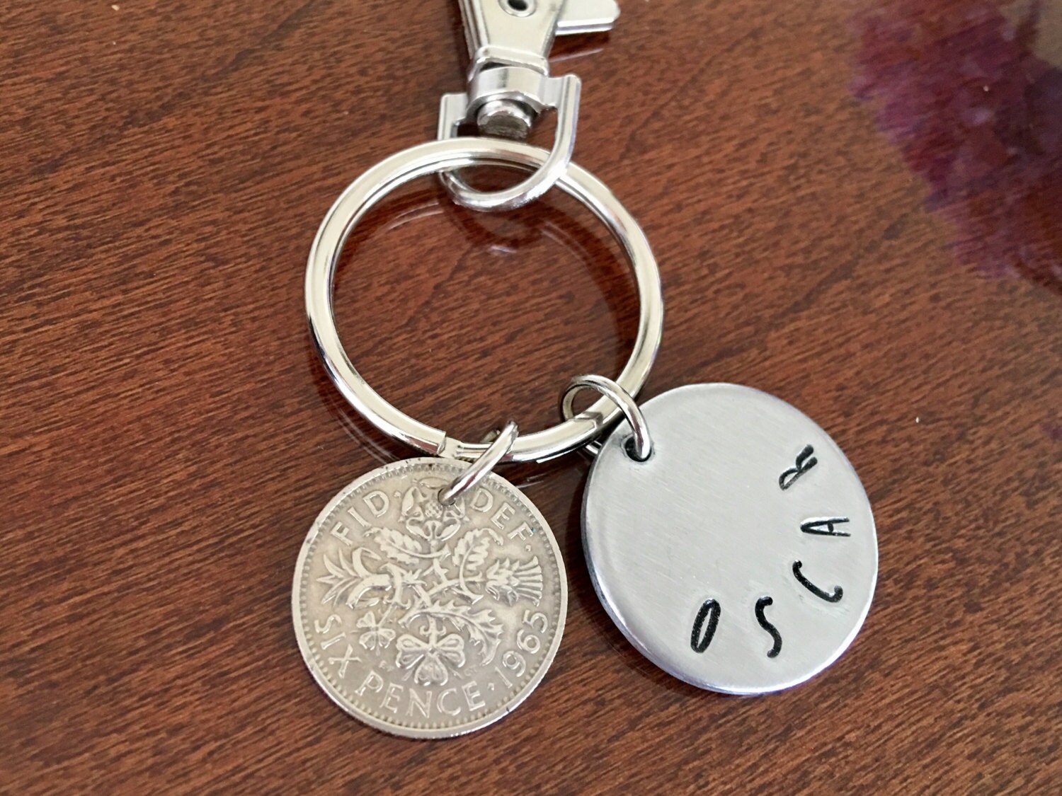Name Keyring Personalized Key Ring For Men Lucky Sixpence
