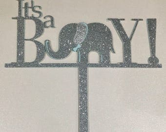 It's a boy elephant cake topper, elephant cake topper, its a boy cake topper, baby shower cake topper