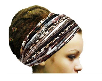 Dreadlock Accessories Brown Autumn Woodland Headband Head Scarf Fashion Headbands Patchwork Boho Gypsy Headband Yoga Boho Hippie Headwear