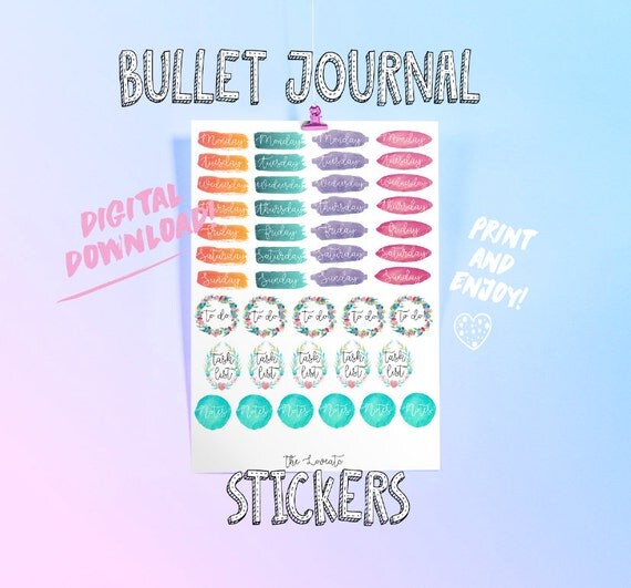 bullet journal printable stickers planner