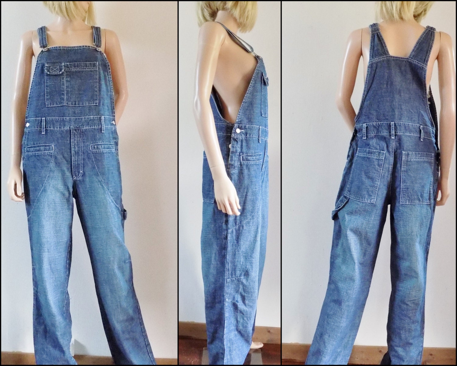 Womens loose baggy overalls dungarees womens denim large