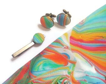 for men gift idea daddy birthday gift dad aquarel cuff links rainbow tie clips pride bow tie watercolor mens tie rainbow pocket square djfh6