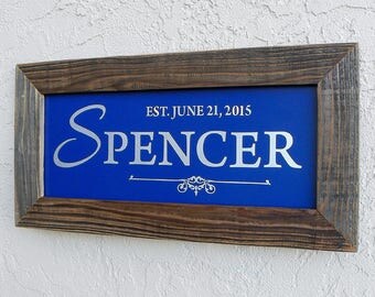 Custom Family Name Sign. Reclaimed Wood Frame. Established Family Name Sign. Rustic Signs. Custom Wedding Gift. Rustic Wedding Signs. 20x10