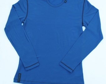 Womens Blue Long Sleeved Base Layer | Merino Wool Base Layer | Womens Long Sleeved Top | Womens Singlet | Womens Thermal Top | Skiing Top