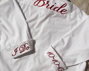 Bride Shirt for Wedding Day,Bridesmaids Button Down Shirt, Bride Shirt, Bride's Button Down Shirt, Wedding Day Bride Shirt