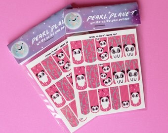 PANDA POP PACK - Kawaii Cute Panda Water Slide Nail Wraps, Original Illustration!