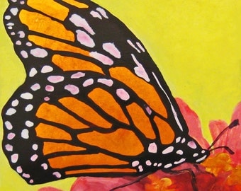 pink art painting rose painting monarch butterfly painting