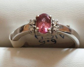 SALE Marsala Pink Tourmaline Ring October Birthstone Rose Cut