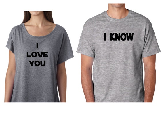 I Love You I Know shirts // GRAY set Wedding shirt set Star